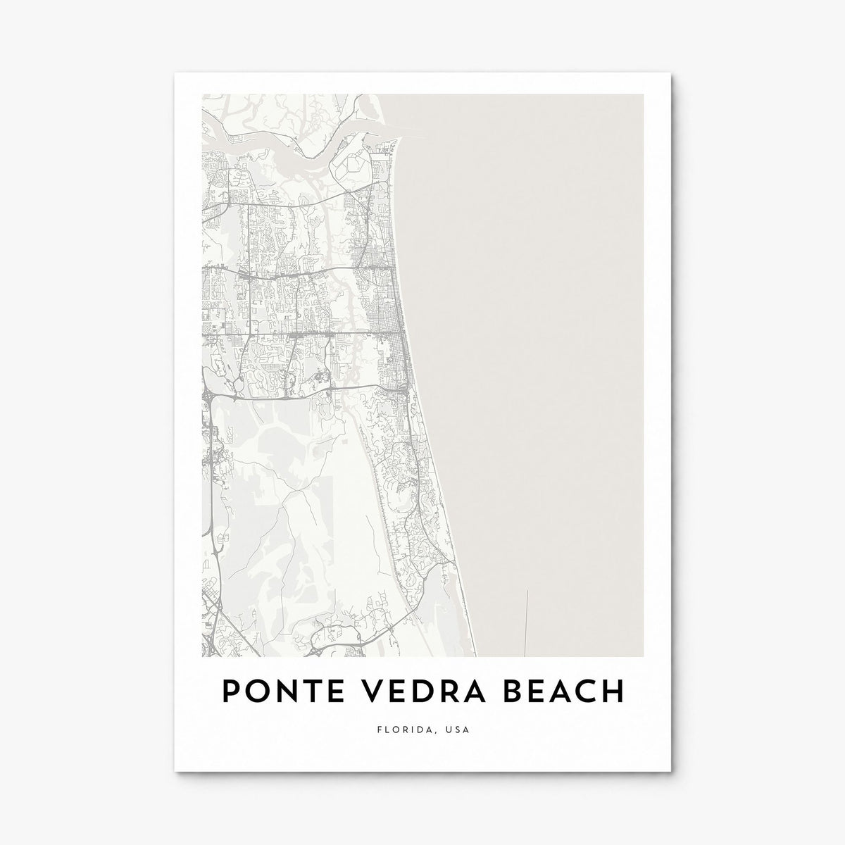 Ponte Vedra Beach Map Poster, print only (unframed)