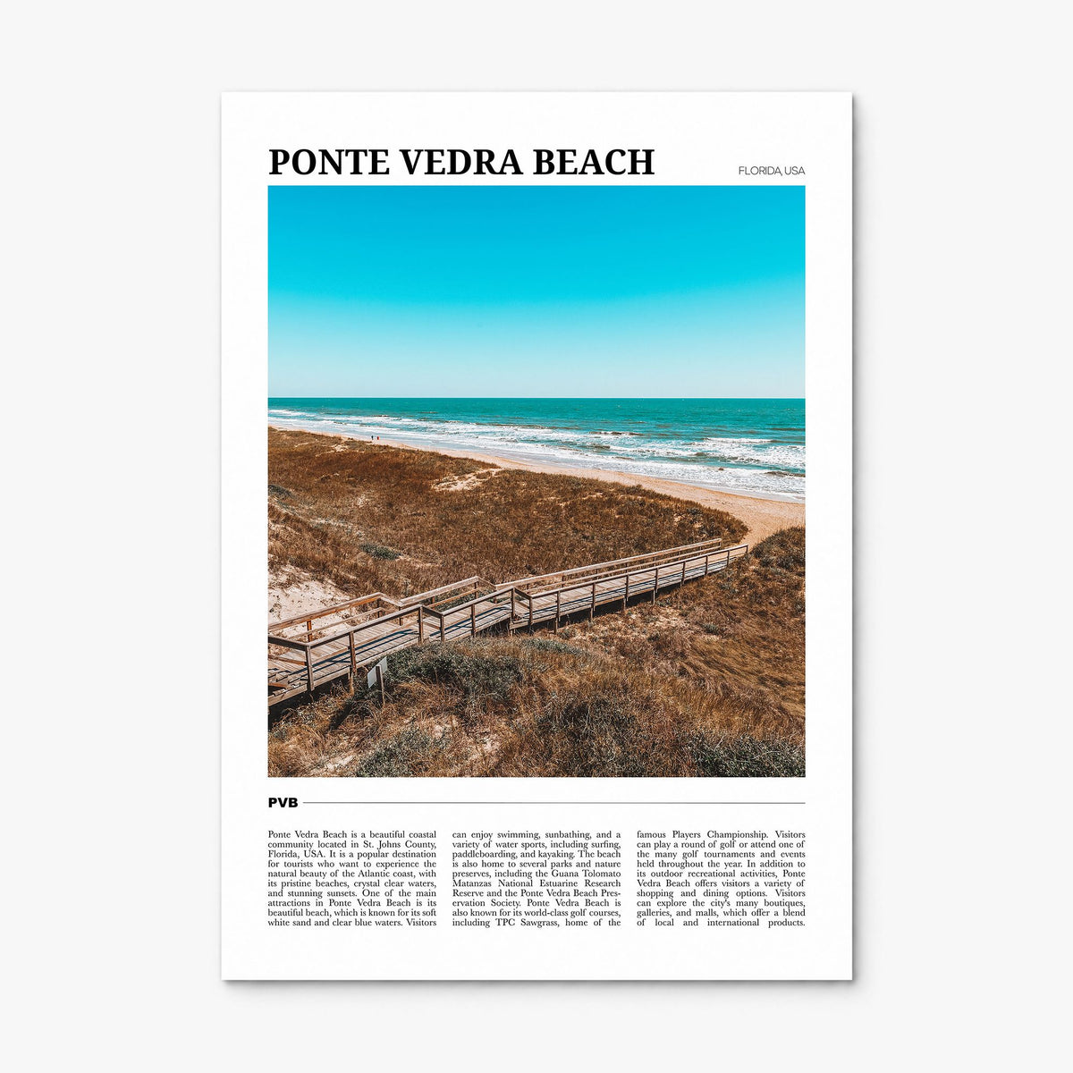 Ponte Vedra Beach Travel Poster, print only (unframed)