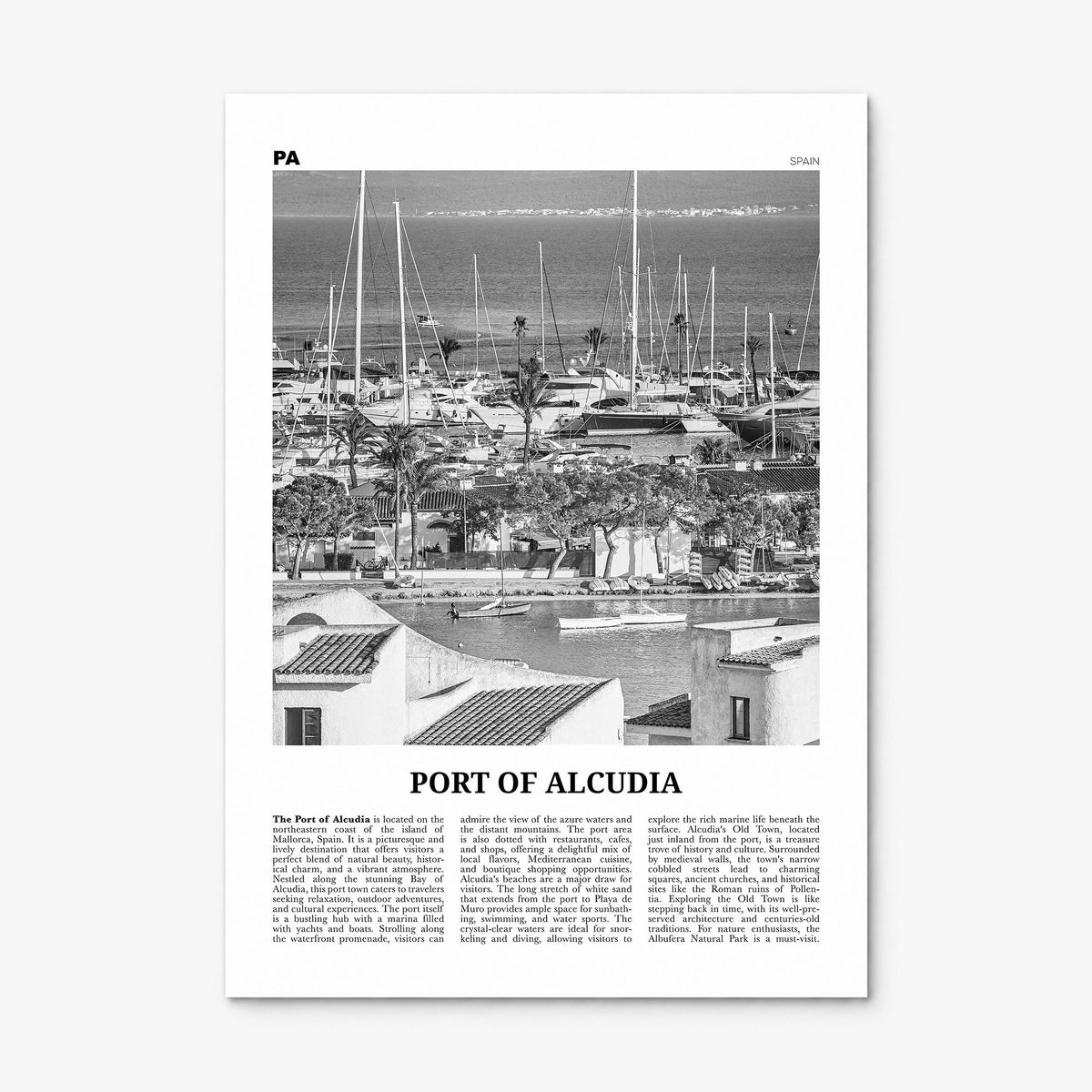 Port of Alcudia Newspaper Poster, print only (unframed)