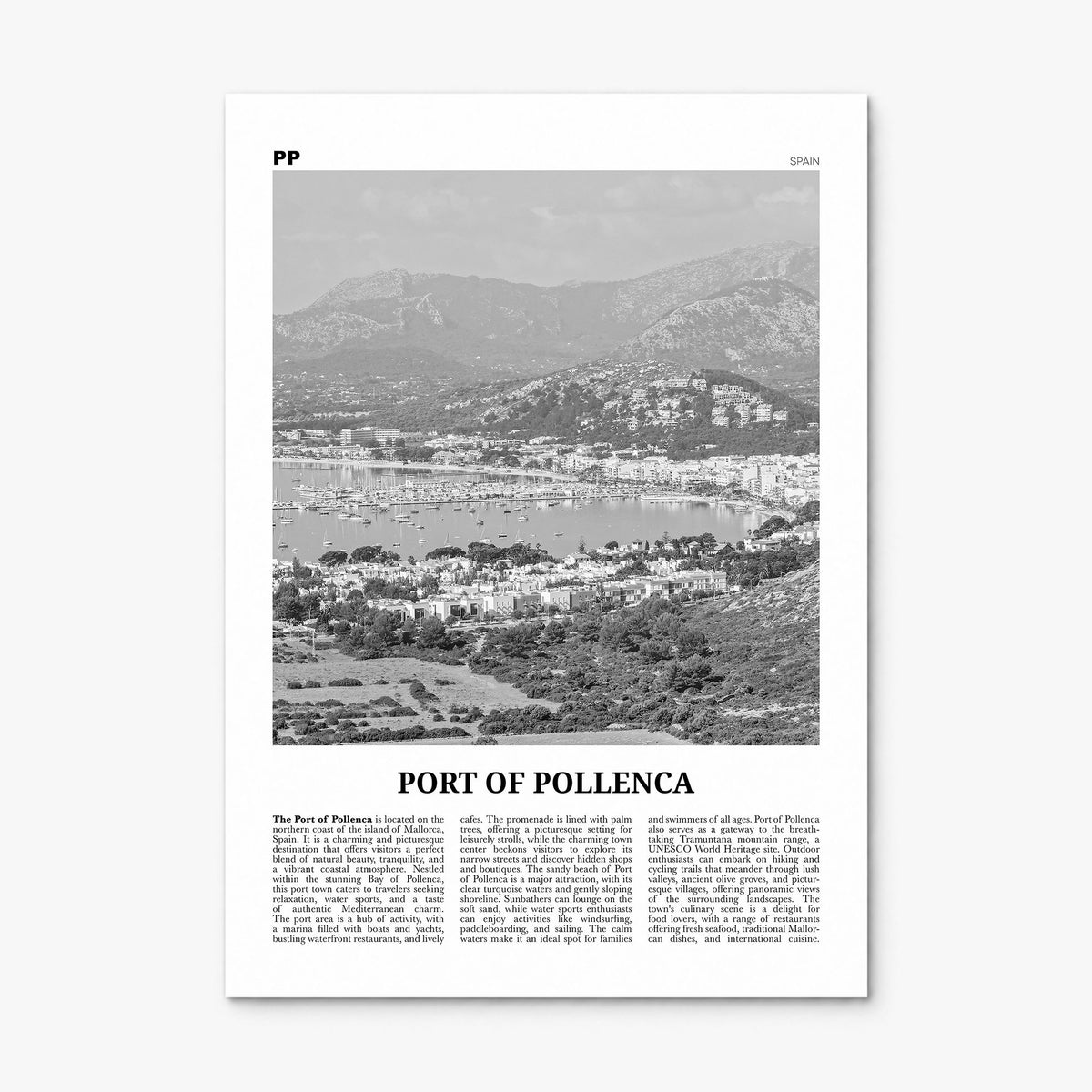Port of Pollenca Newspaper Poster, print only (unframed)