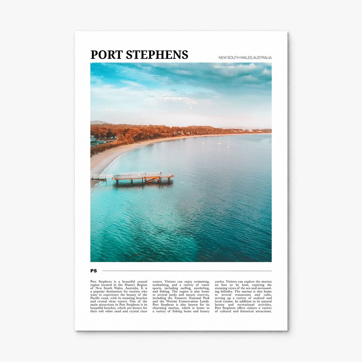 Port Stephens Travel Poster, print only (unframed)