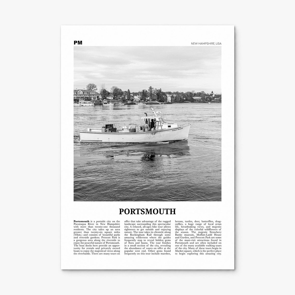 Portsmouth, New Hampshire Newspaper Poster, print only (unframed)