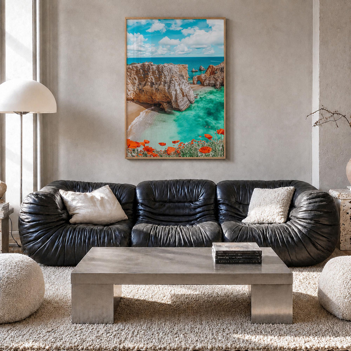 Portugal no. 3 colorful photo poster of Europe – vertical wall art in natural wood frame, hanging on wall