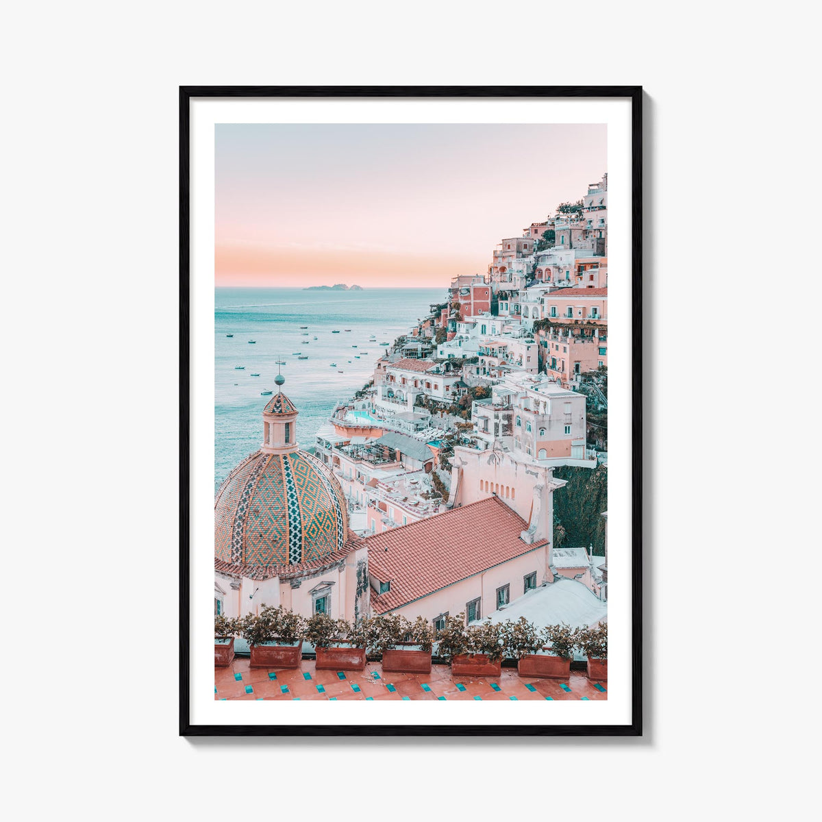 Positano no. 1 colorful photo poster of Italy – vertical wall art, unframed print shown in interior mockup