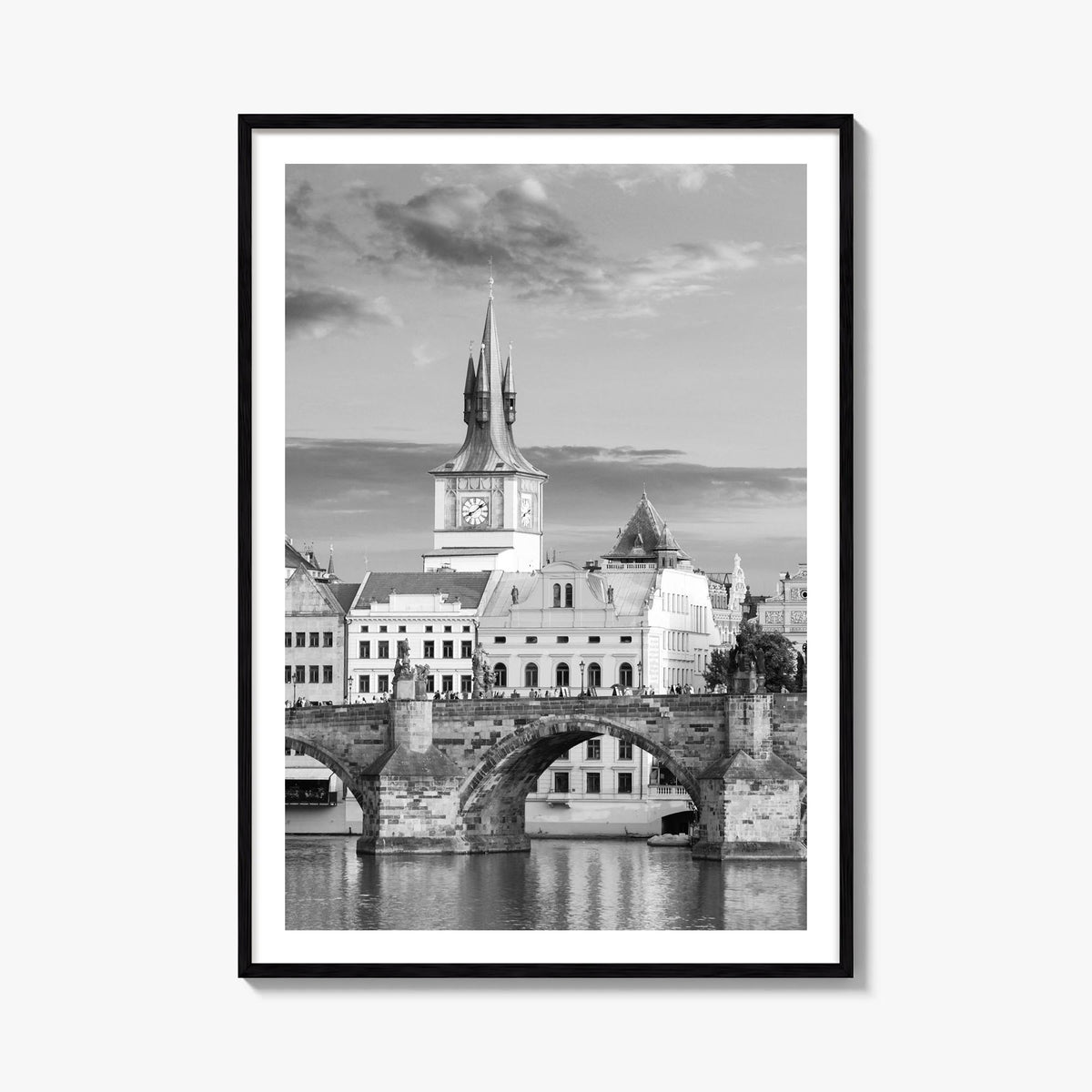 Prague no. 1 black & white photo poster of Czechia – vertical wall art, unframed print shown in interior mockup