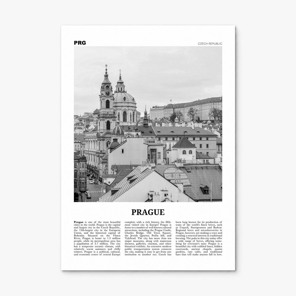 Prague Newspaper No 2 Poster, print only (unframed)