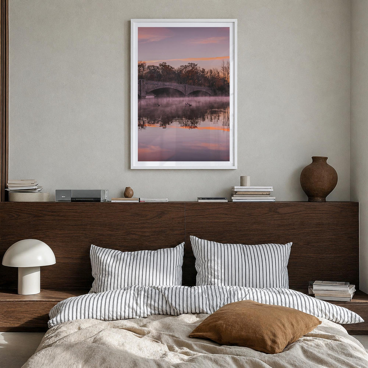 Princeton no. 1 colorful photo poster of New Jersey, USA – vertical wall art in white wood frame with white border, hanging o