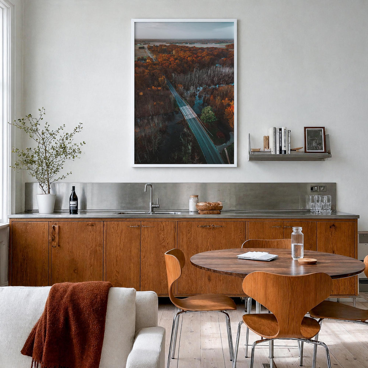 Princeton no. 2 colorful photo poster of New Jersey, USA – vertical wall art in white wood frame, hanging on wall