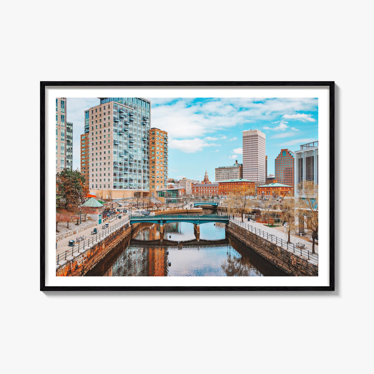 Providence colorful photo poster of Rhode Island, USA – horizontal wall art, unframed print shown in interior mockup