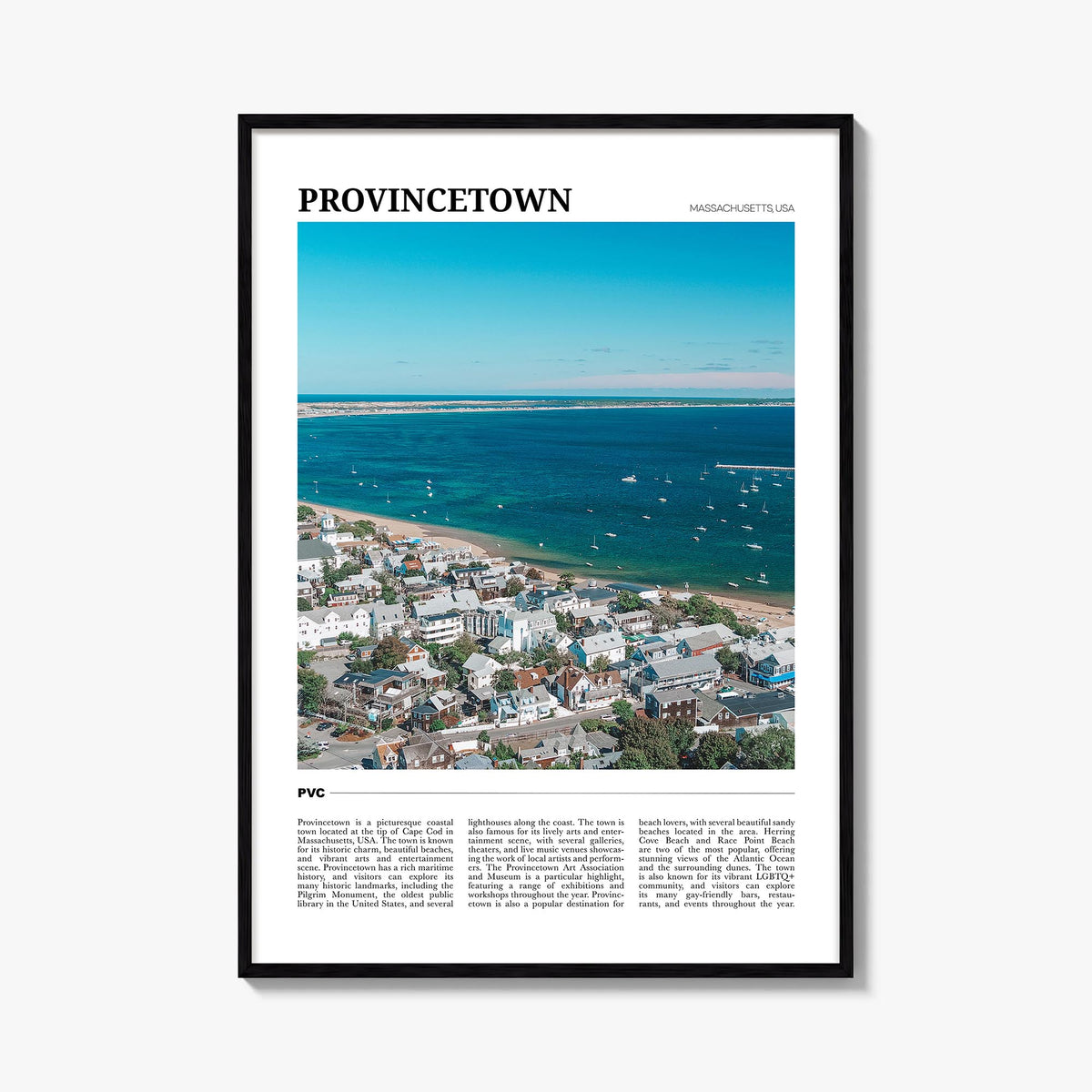 Provincetown colorful travel poster of Massachusetts, USA – vertical wall art, unframed print shown in interior mockup