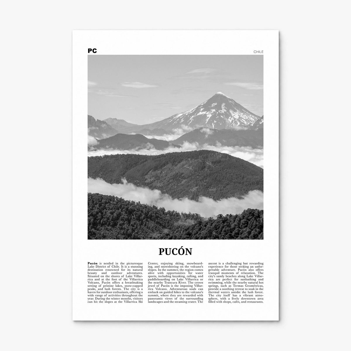 Pucón Newspaper Poster, print only (unframed)