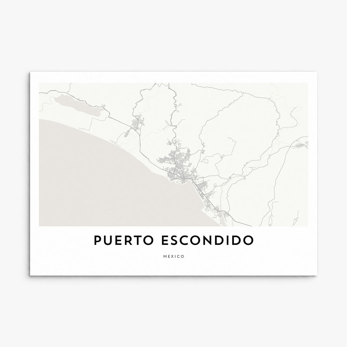 Puerto Escondido Map Poster, print only (unframed)