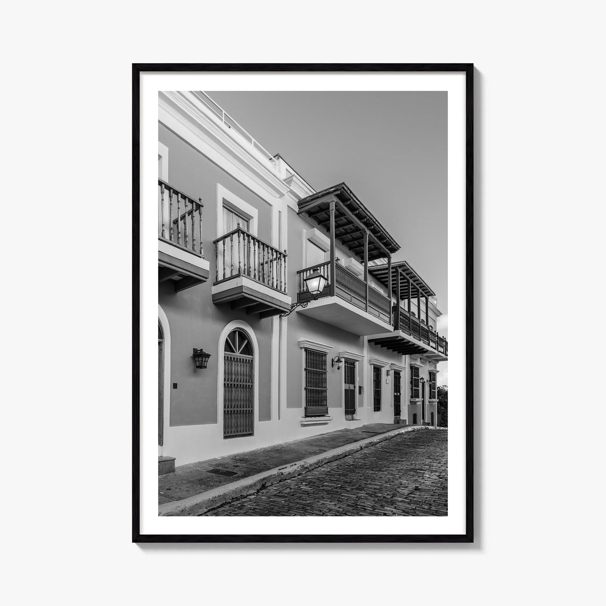 Puerto Rico no. 2 black & white photo poster of Caribbean – vertical wall art, unframed print shown in interior mockup