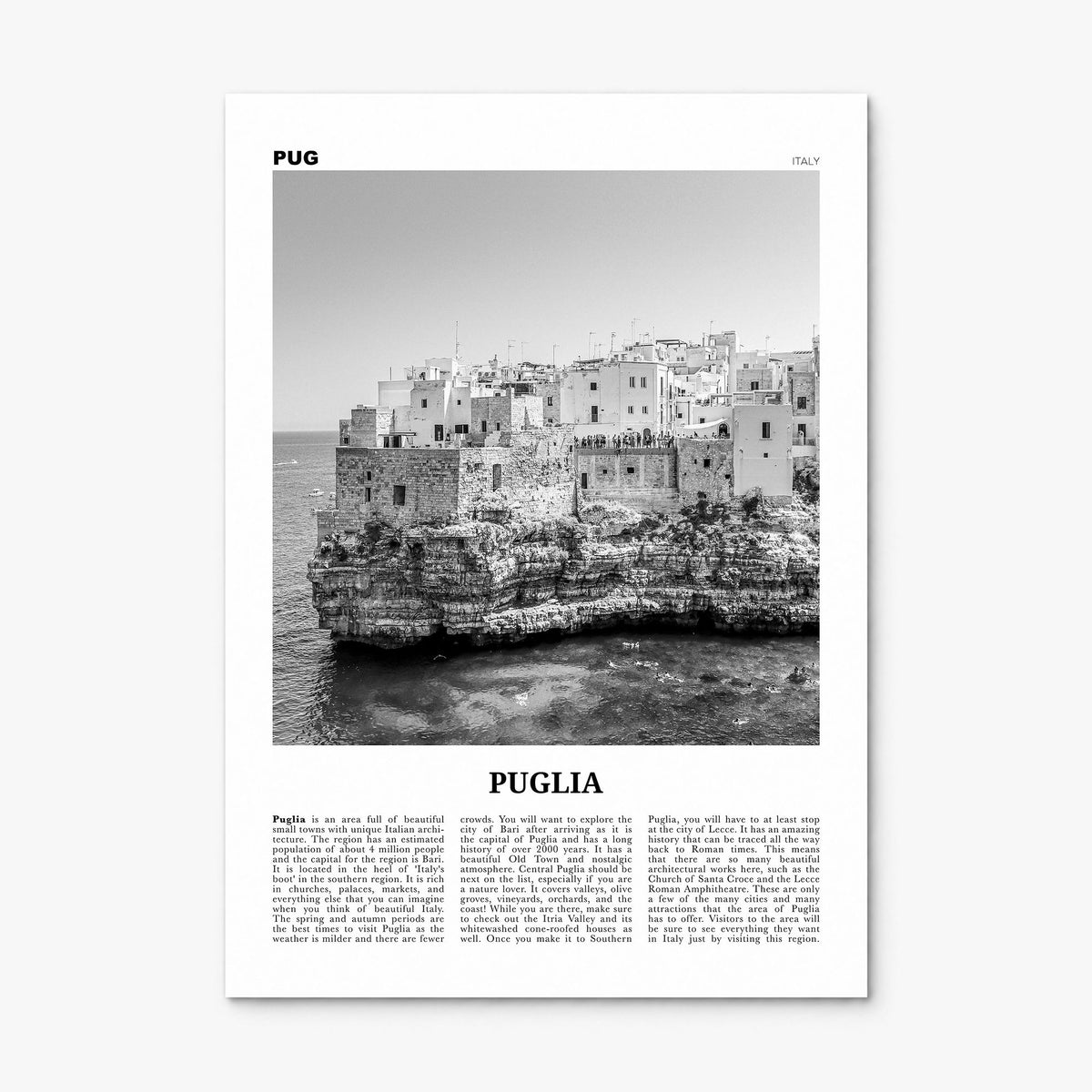 Puglia Newspaper Poster, print only (unframed)