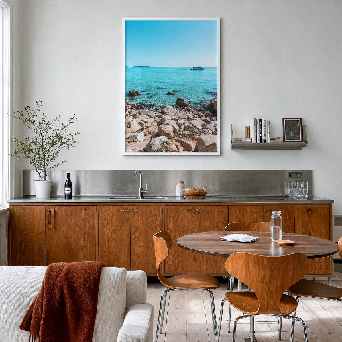 Pullman no. 1 colorful photo poster of Washington, USA – vertical wall art in white wood frame, hanging on wall