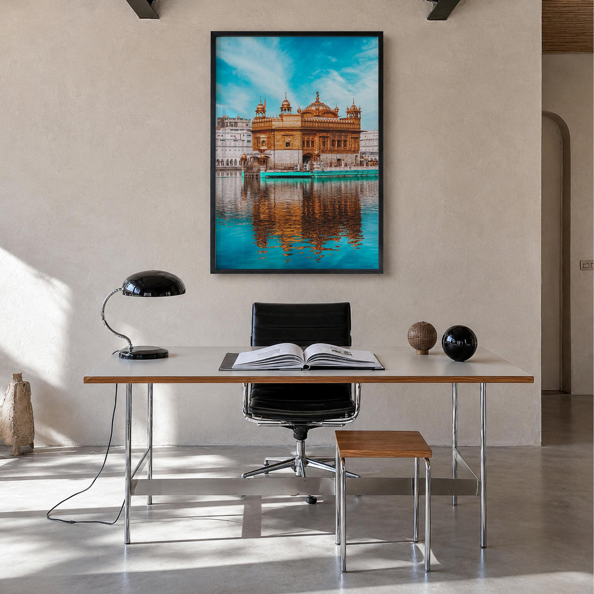 Punjab no. 1 colorful photo poster of India – vertical wall art in black wood frame, hanging on wall