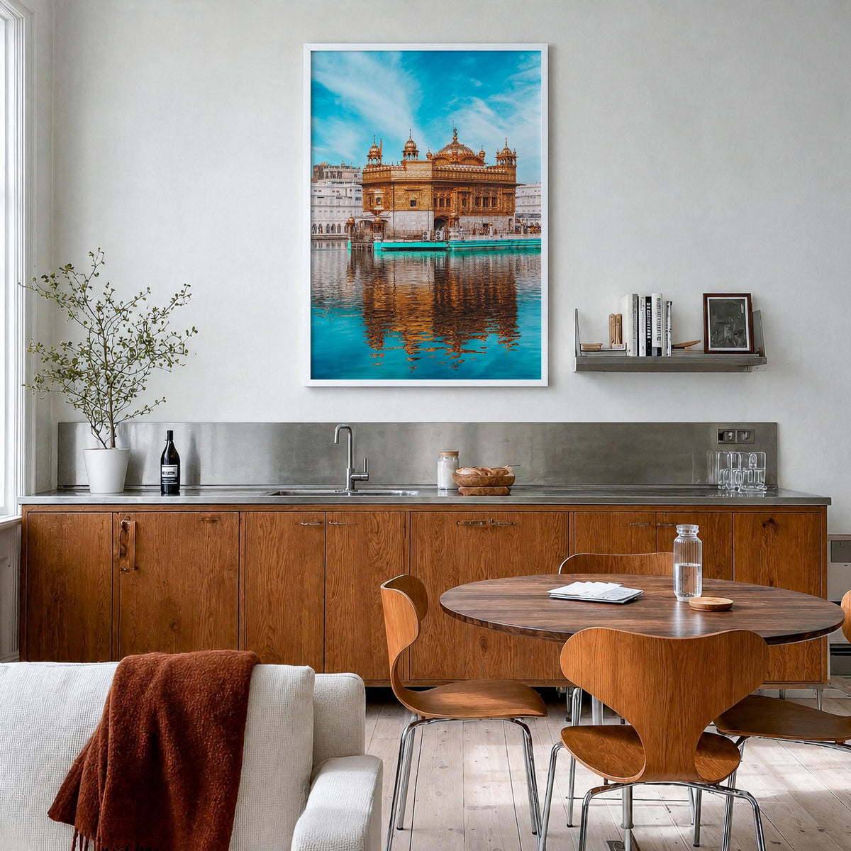 Punjab no. 1 colorful photo poster of India – vertical wall art in white wood frame, hanging on wall