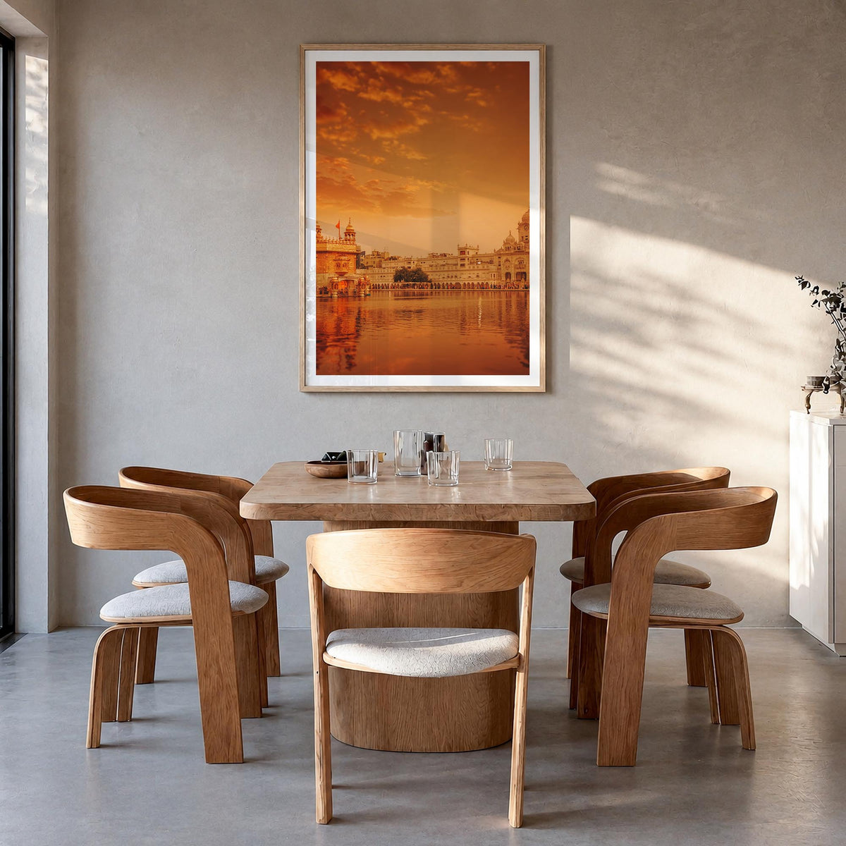 Punjab no. 2 colorful photo poster of India – vertical wall art in natural wood frame with white border, hanging on wall