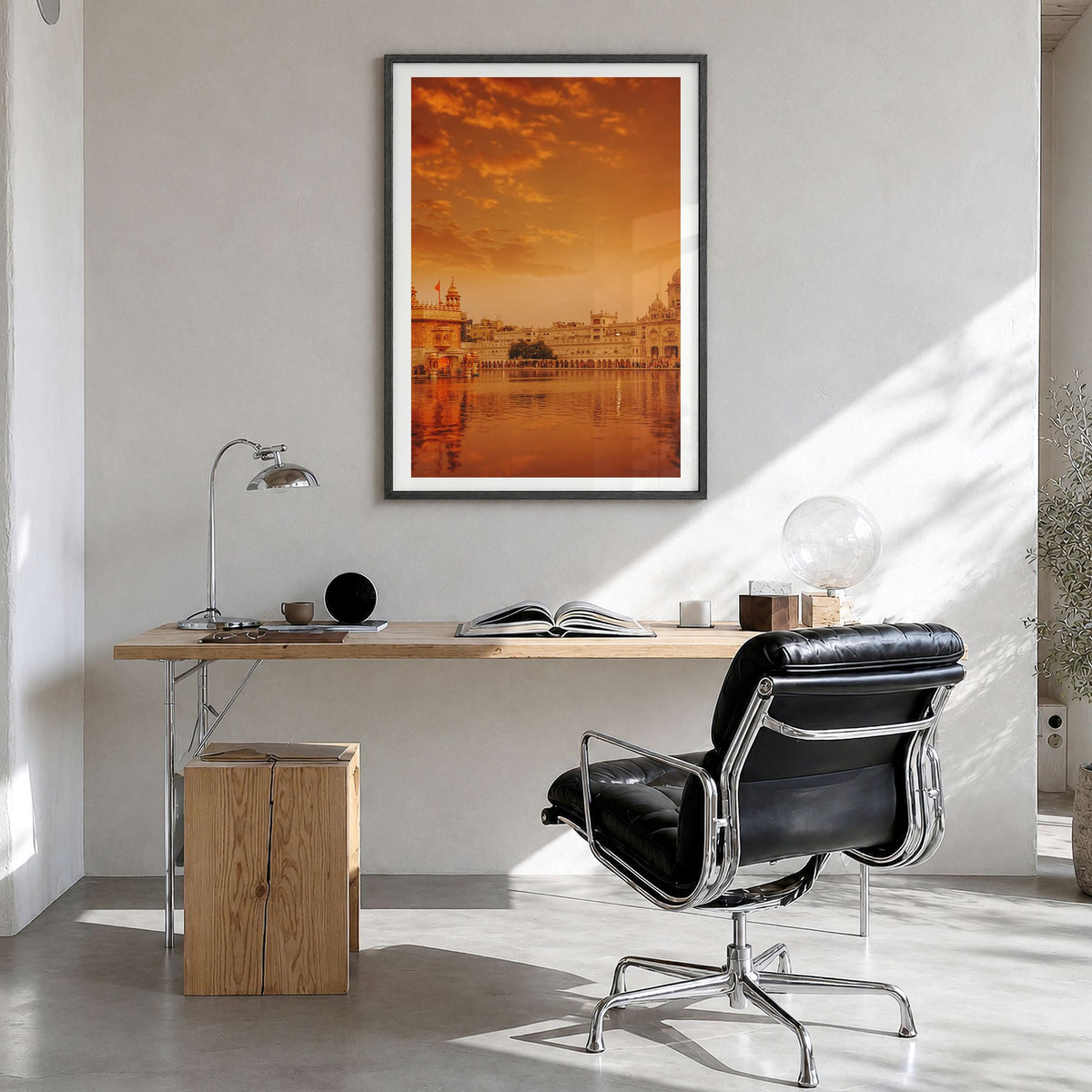 Punjab Photo No 2 Poster in a black wood frame, hanging in a bright home office, white border