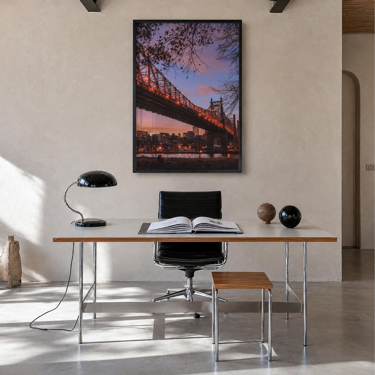 Queens, New York no. 3 colorful photo poster of New York, USA – vertical wall art in black wood frame, hanging on wall
