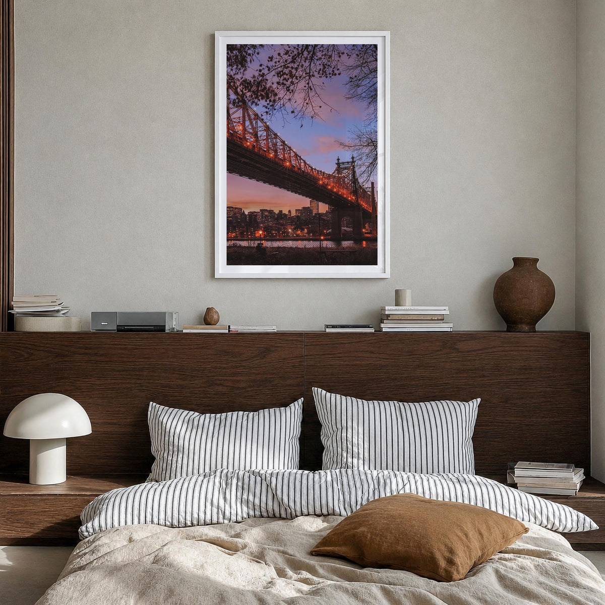 Queens, New York no. 3 colorful photo poster of New York, USA – vertical wall art in white wood frame with white border, hang
