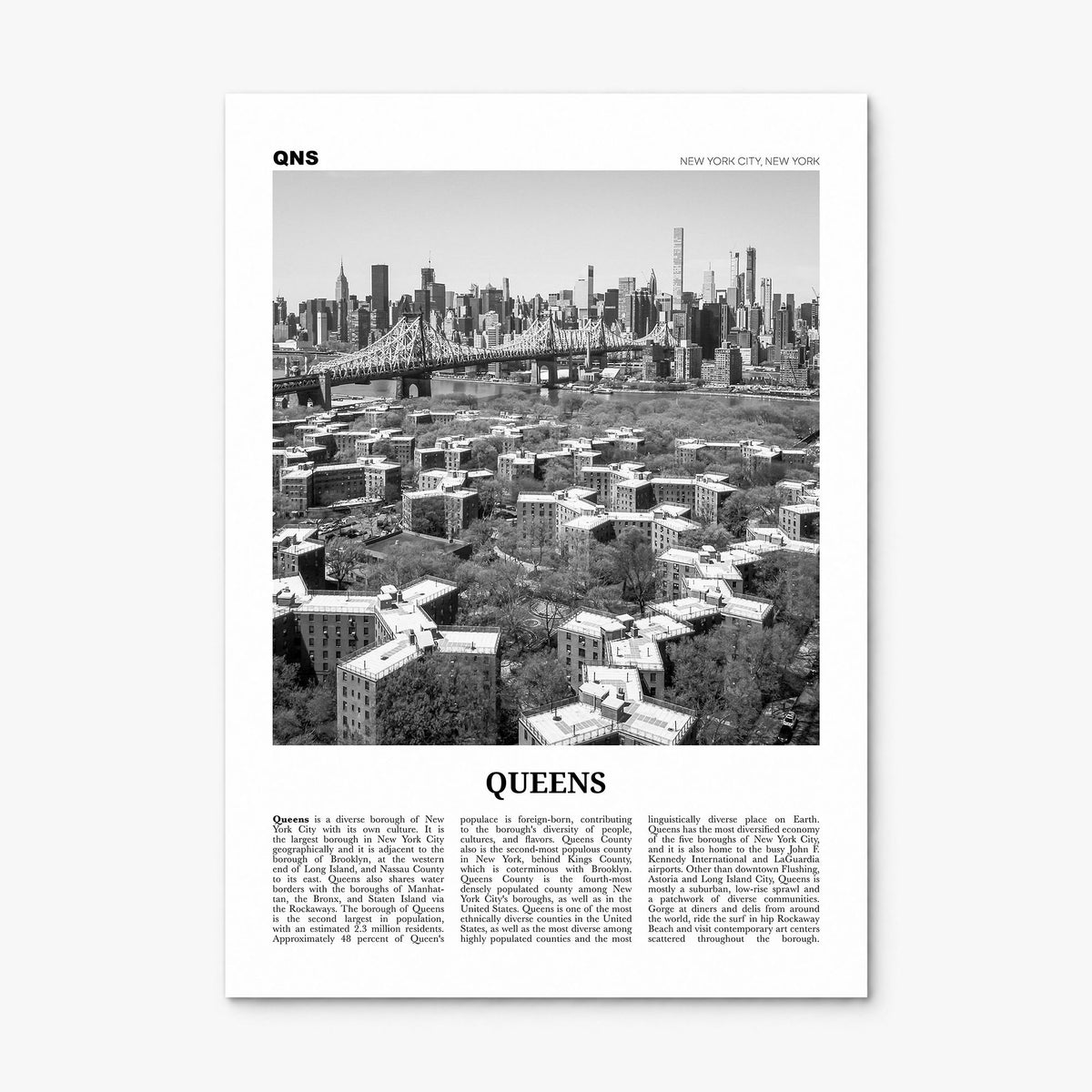 Queens, New York Newspaper No 1 Poster, print only (unframed)