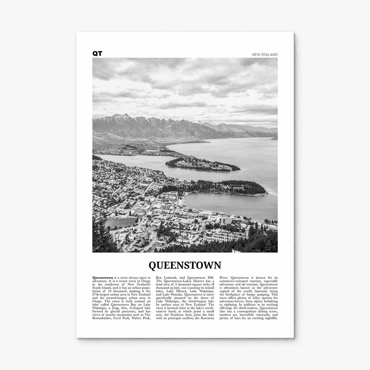Queenstown Newspaper Poster, print only (unframed)