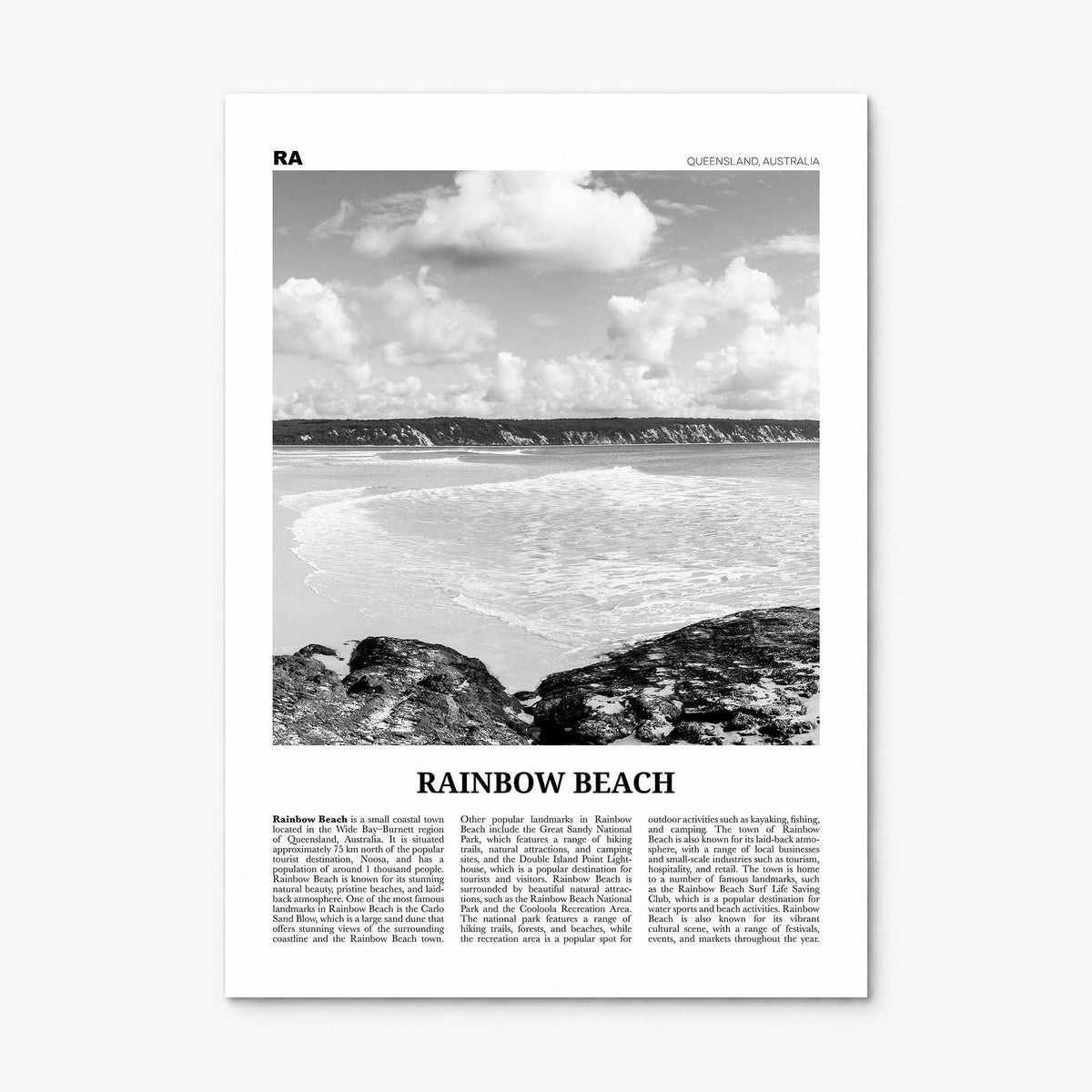 Rainbow Beach Newspaper Poster, print only (unframed)