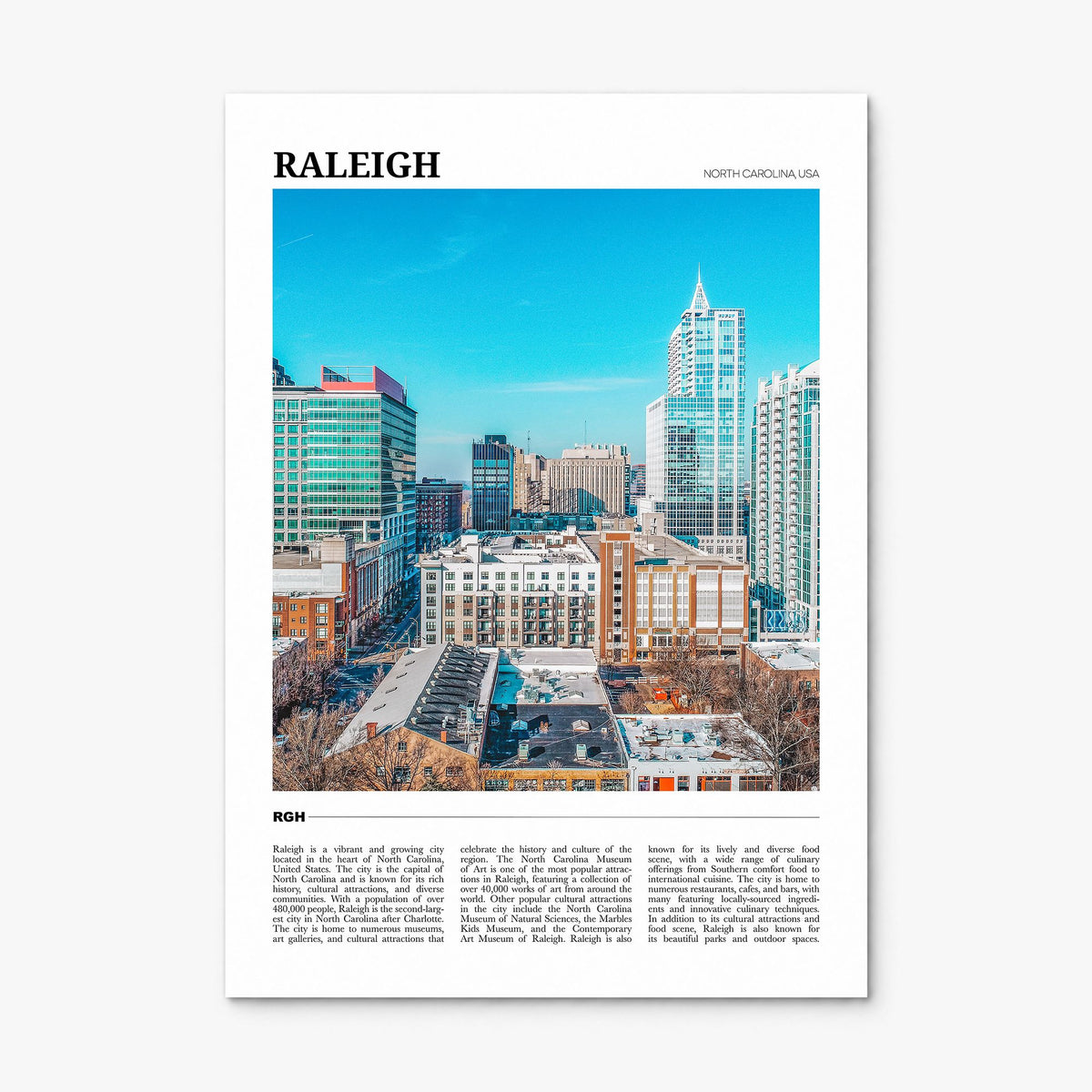 Raleigh Travel Poster, print only (unframed)