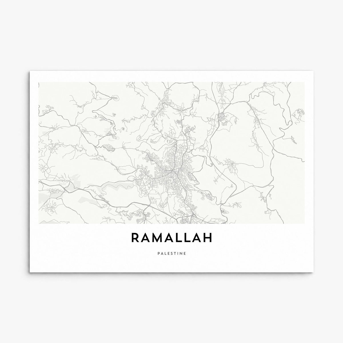 Ramallah Map Poster, print only (unframed)