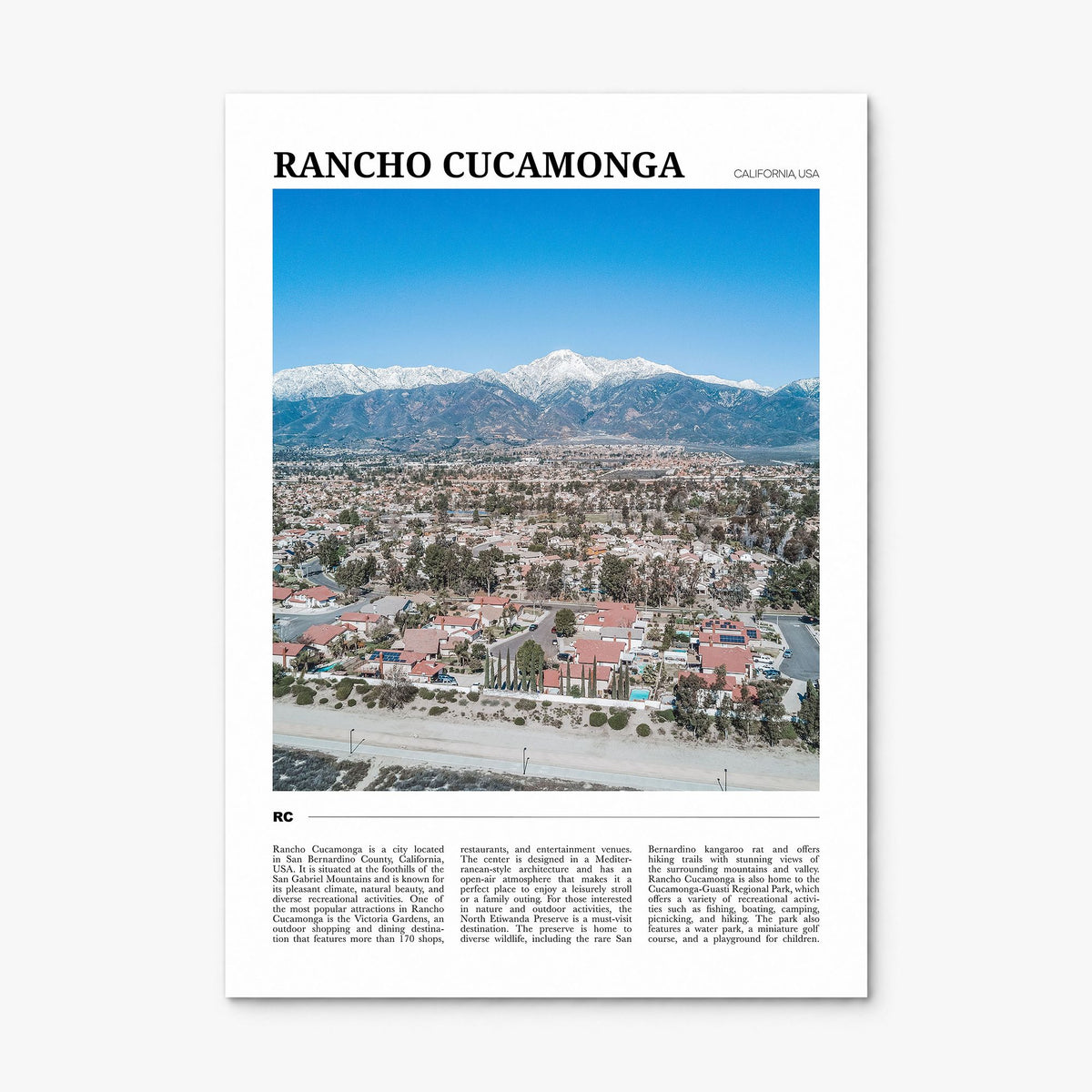 Rancho Cucamonga Travel Poster, print only (unframed)