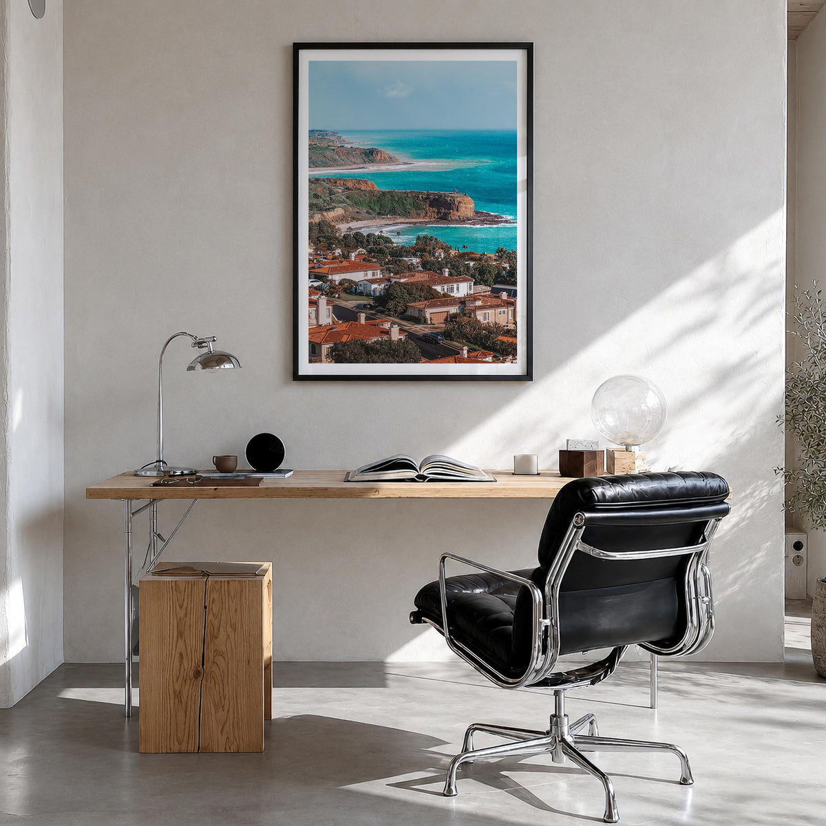 Rancho Palos Verdes no. 1 colorful photo poster of California, USA – vertical wall art in black wood frame with white border,