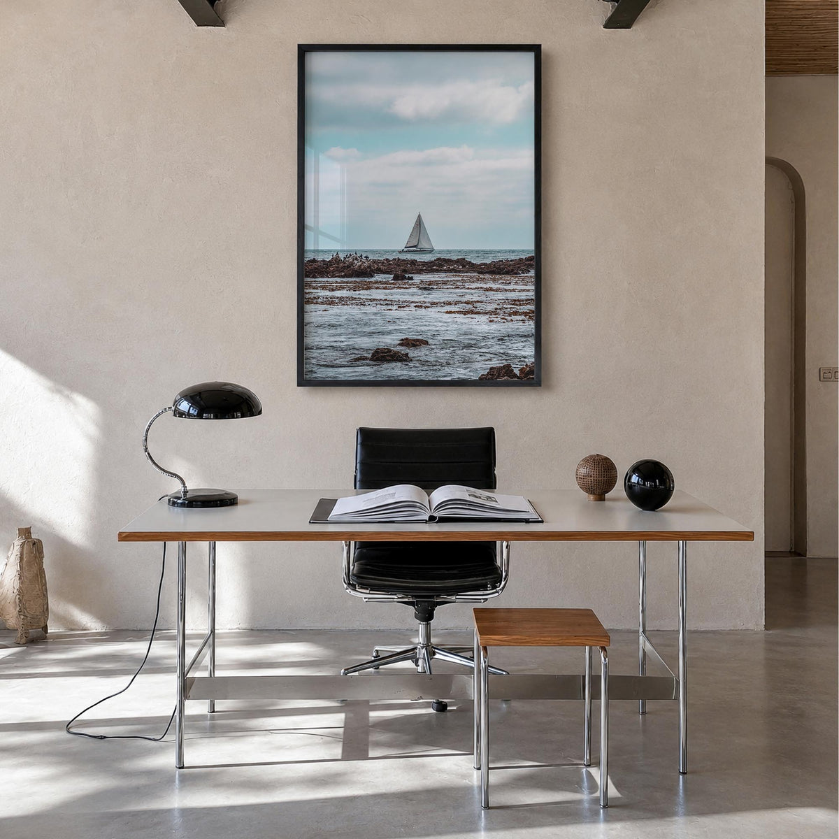 Rancho Palos Verdes no. 3 colorful photo poster of California, USA – vertical wall art in black wood frame, hanging on wall