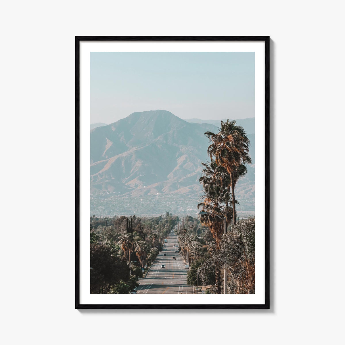 Redlands colorful photo poster of California, USA – vertical wall art, unframed print shown in interior mockup