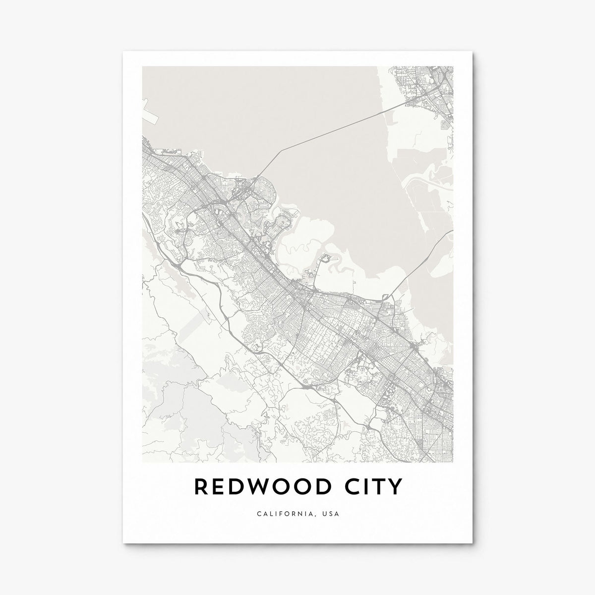 Redwood City Map Poster, print only (unframed)