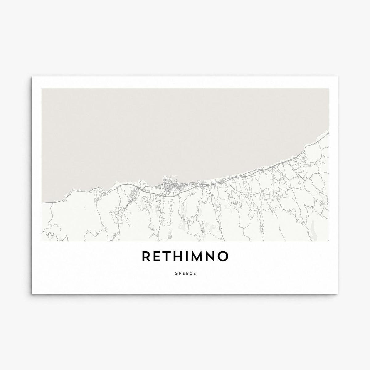 Rethymno Map Poster, print only (unframed)