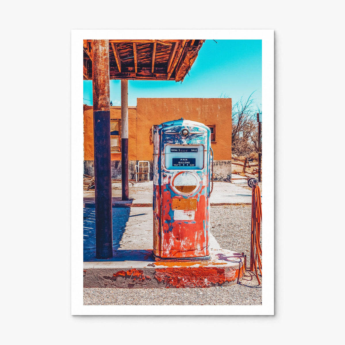 Retro Gas Pump Photo Poster, print only (unframed), white border
