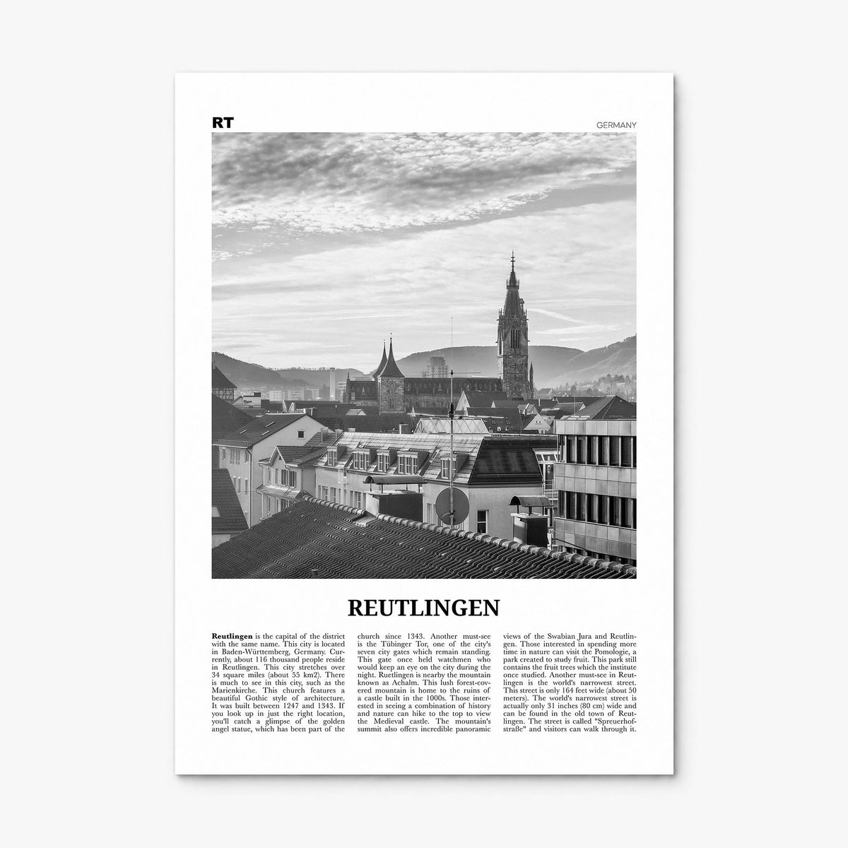Reutlingen Newspaper Poster, print only (unframed)