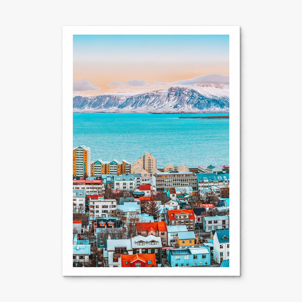 Reykjavík Photo Poster, print only (unframed), white border