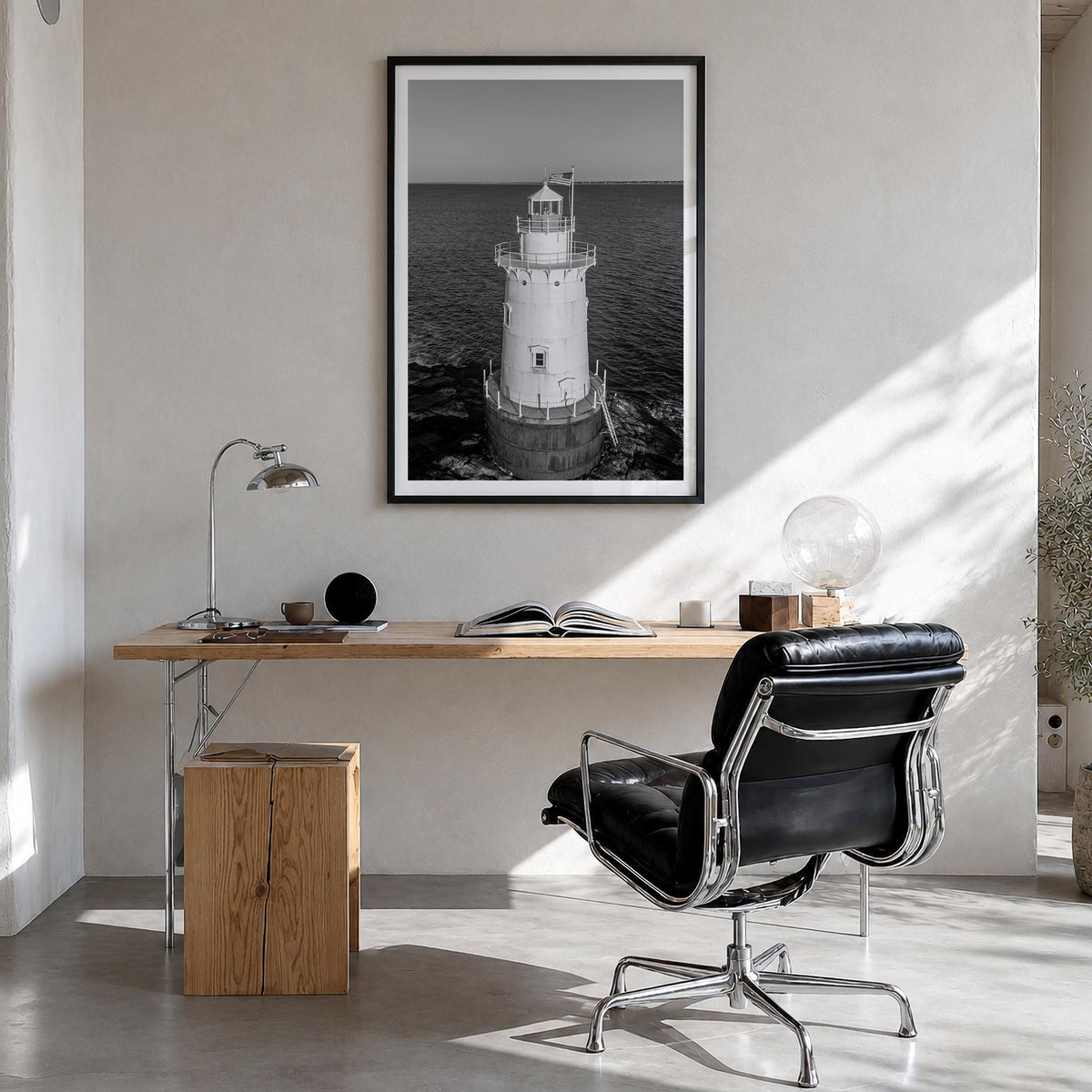 Rhode Island no. 1 black & white photo poster of United States – vertical wall art in black wood frame with white border, han
