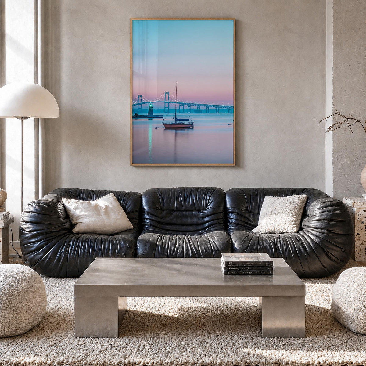 Rhode Island no. 2 colorful photo poster of United States – vertical wall art in natural wood frame, hanging on wall