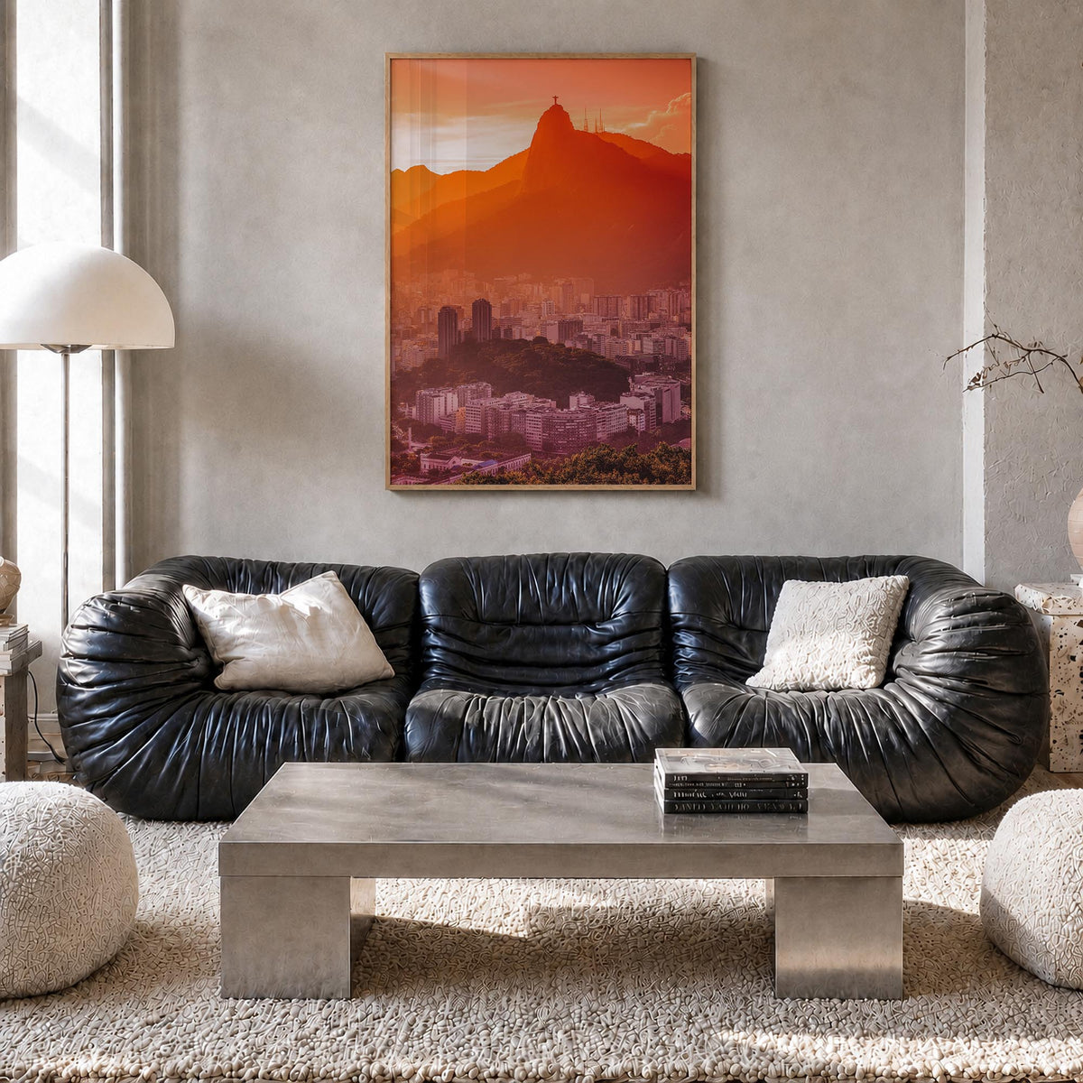 Rio de Janeiro no. 2 colorful photo poster of Brazil – vertical wall art in natural wood frame, hanging on wall