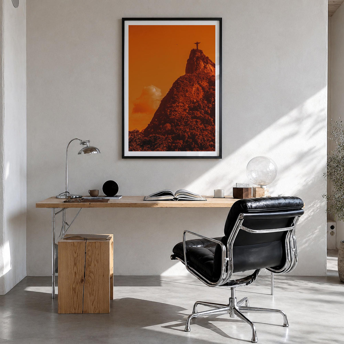 Rio de Janeiro no. 3 colorful photo poster of Brazil – vertical wall art in black wood frame with white border, hanging on wa