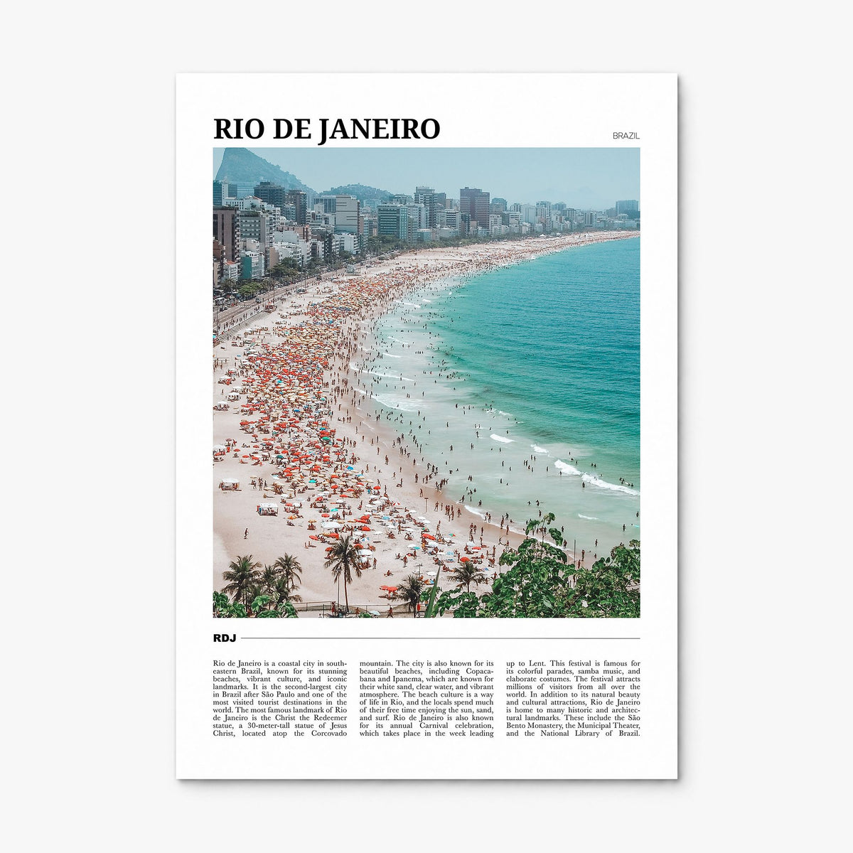 Rio de Janeiro Travel Poster, print only (unframed)