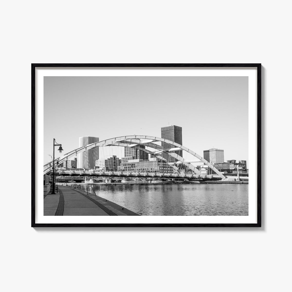 Rochester, New York black & white photo poster of New York, USA – horizontal wall art, unframed print shown in interior mocku