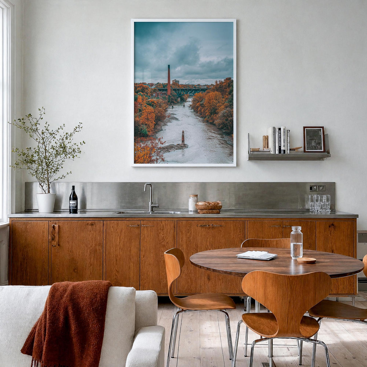 Rochester, New York no. 2 colorful photo poster of New York, USA – vertical wall art in white wood frame, hanging on wall