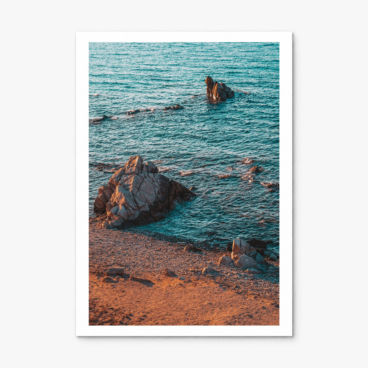 Rock Beach Photo Poster, print only (unframed), white border