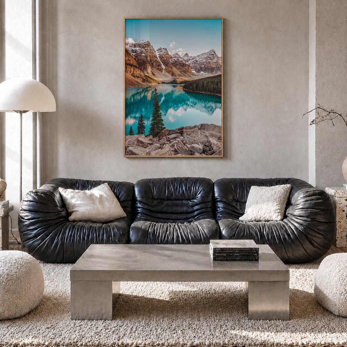 Rocky Mountain National Park colorful photo poster of Colorado, USA – vertical wall art in natural wood frame, hanging on wal