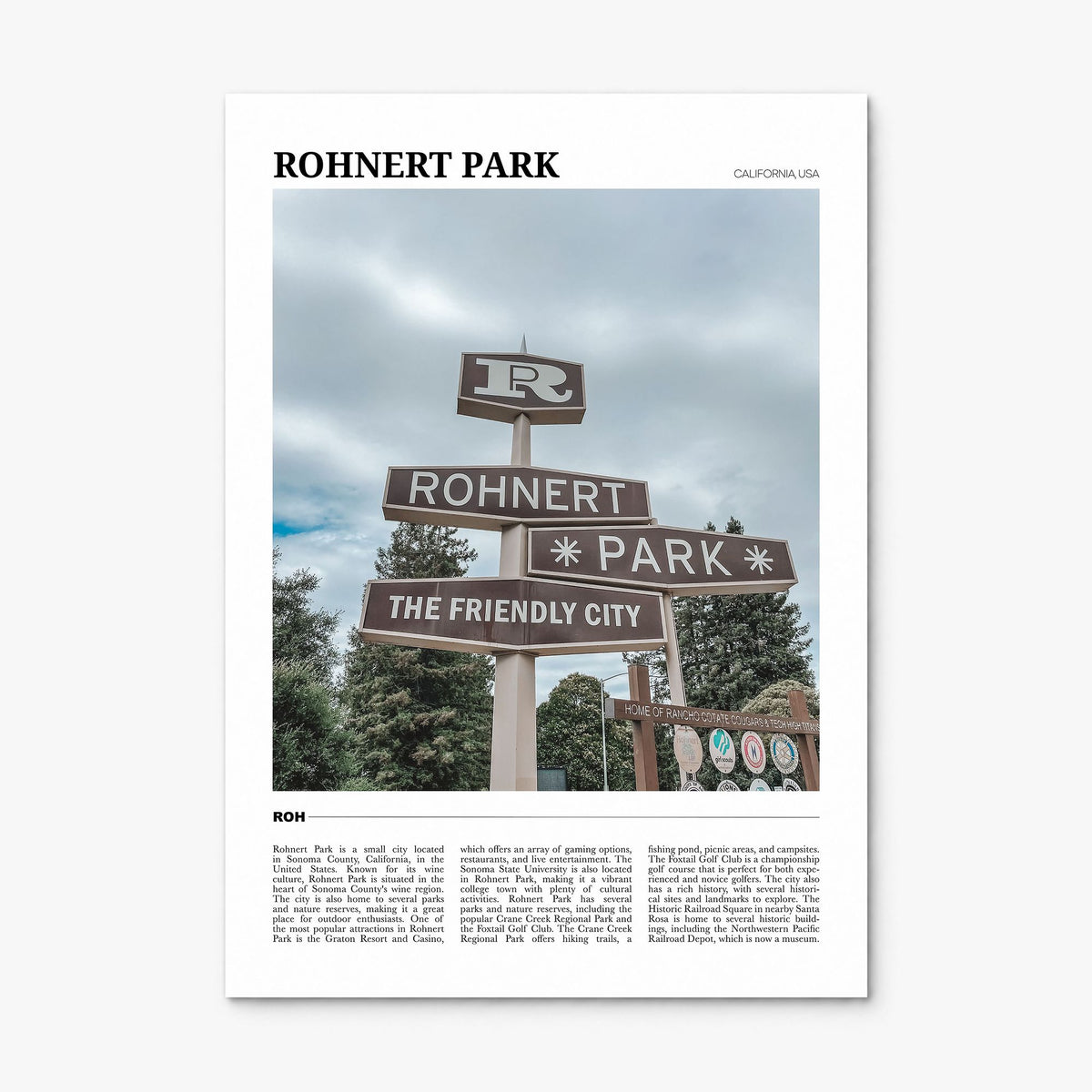 Rohnert Park Travel Poster, print only (unframed)