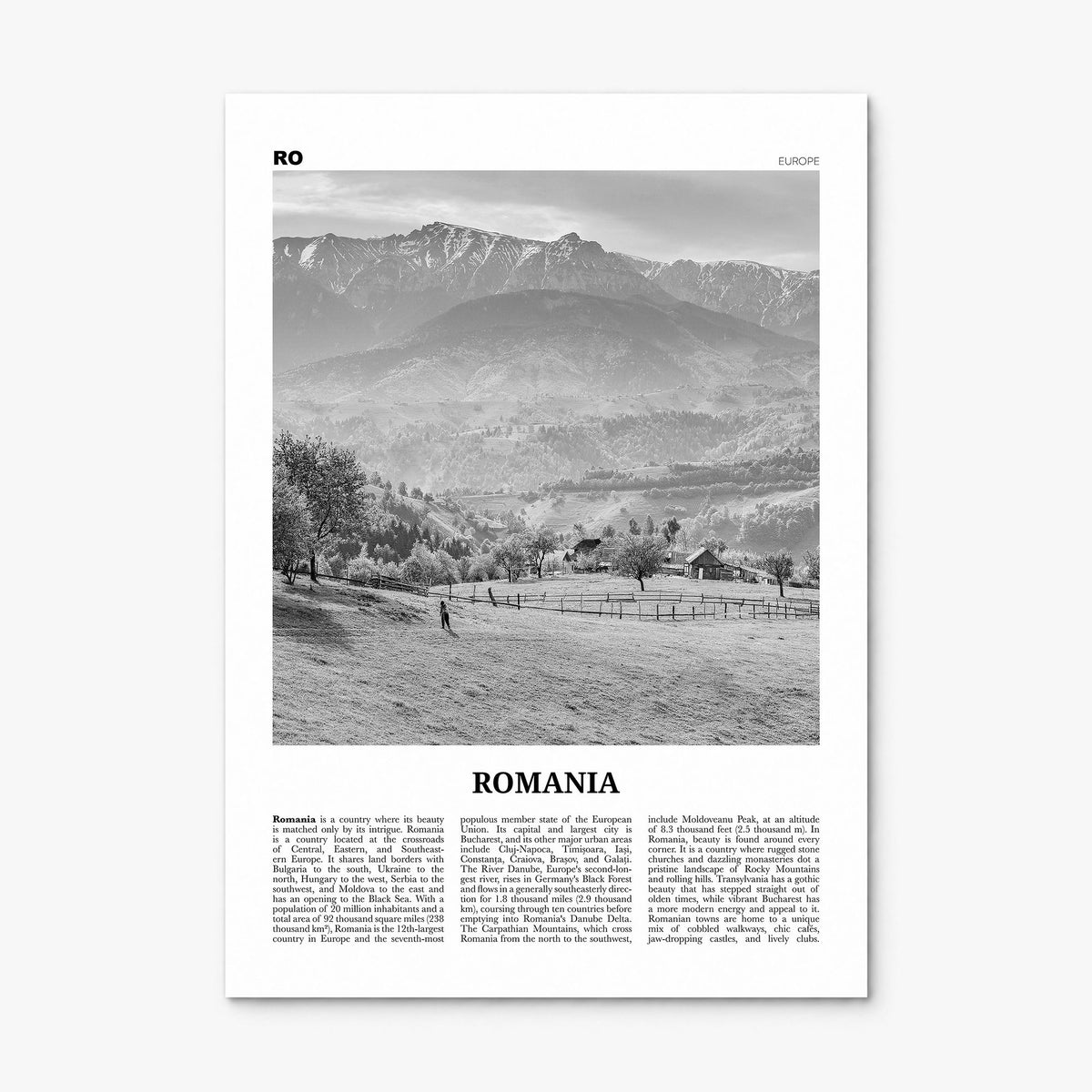 Romania Newspaper Poster, print only (unframed)